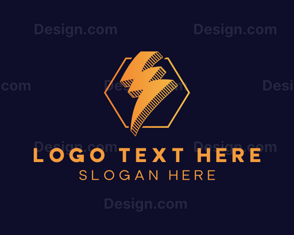 Lightning Bolt Hexagon Logo