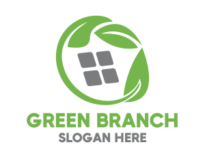 Green Leaves & Squares logo design