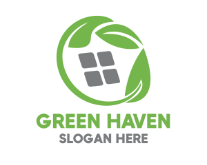 Green Leaves & Squares logo design