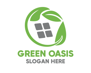 Green Leaves & Squares logo design