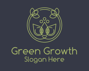 Green Monoline Leaf logo design