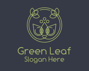 Green Monoline Leaf logo design