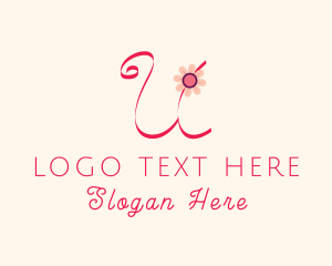 Pink Flower Letter U Logo