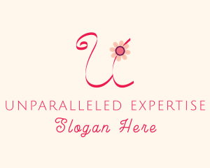 Pink Flower Letter U logo design