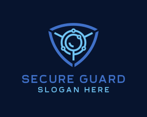 Cyber Magnifying Glass Shield logo