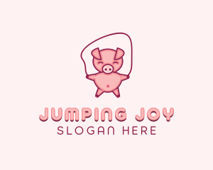 Piglet Jumping Rope logo design