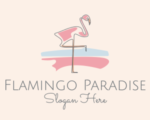 Pastel Flamingo Monoline logo design