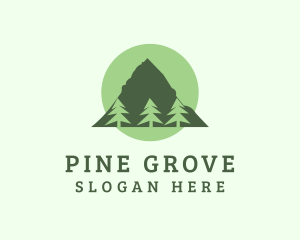 Pine Tree Forest Mountain logo design