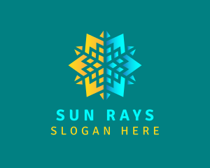 Sun Winter Snowflakes logo design