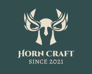 Horned Medieval Helmet logo design