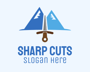 Mountains Peak Sword logo design