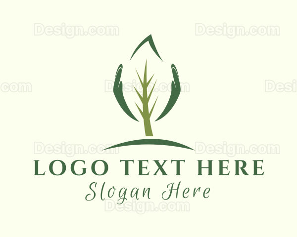 Tree Leaf Hand Logo