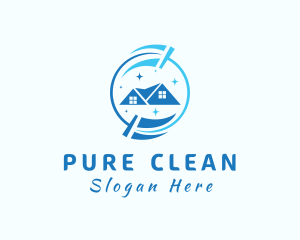 Blue House Cleaning logo design