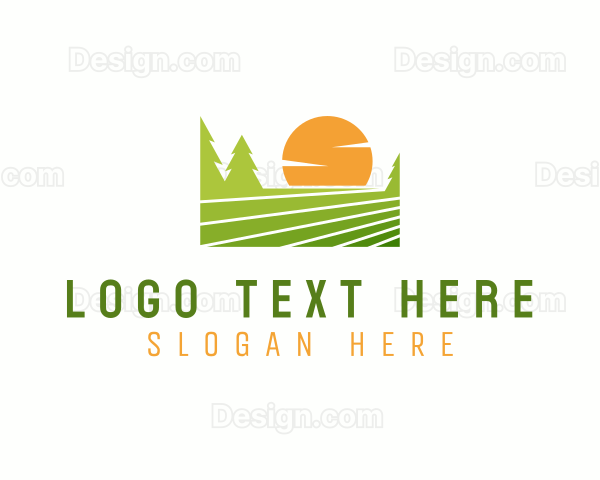 Organic Farming Field Logo