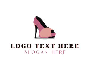 Peep Toe High Heels Shoe logo design