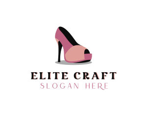 Peep Toe High Heels Shoe logo design