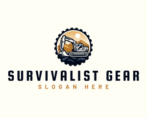 Quarry Cogwheel Excavator logo design