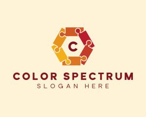 Colorful Hexagon Puzzle logo design