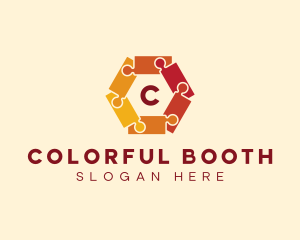 Colorful Hexagon Puzzle logo design