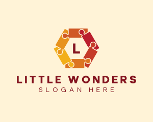 Colorful Hexagon Puzzle logo design