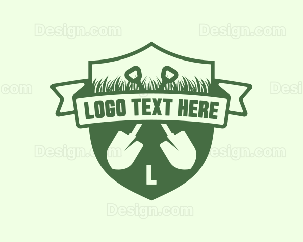 Lawn Grass Shovel Logo