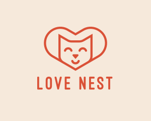 Heart Cat Love logo design