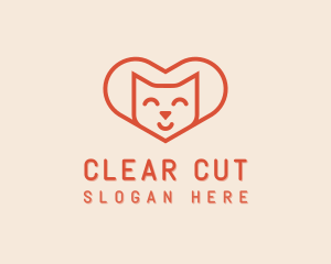 Heart Cat Love logo design