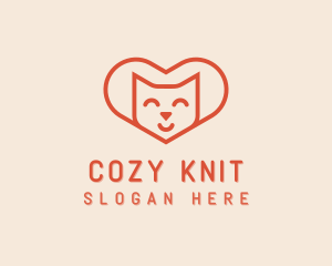 Heart Cat Love logo design