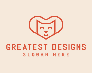 Heart Cat Love logo design