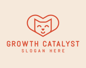 Heart Cat Love logo design