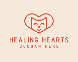 Heart Cat Love logo design