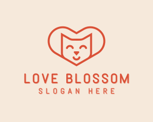 Heart Cat Love logo design