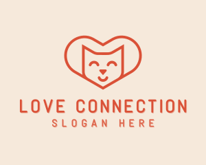 Heart Cat Love logo design