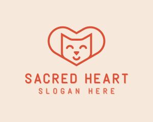 Heart Cat Love logo design