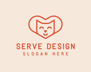 Heart Cat Love logo design