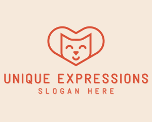 Heart Cat Love logo design