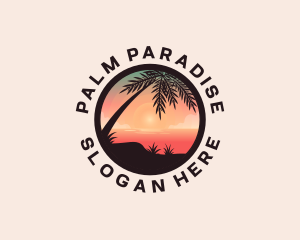 Beach Palm Tree Scenery logo design