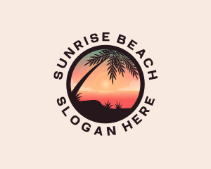 Beach Palm Tree Scenery logo design