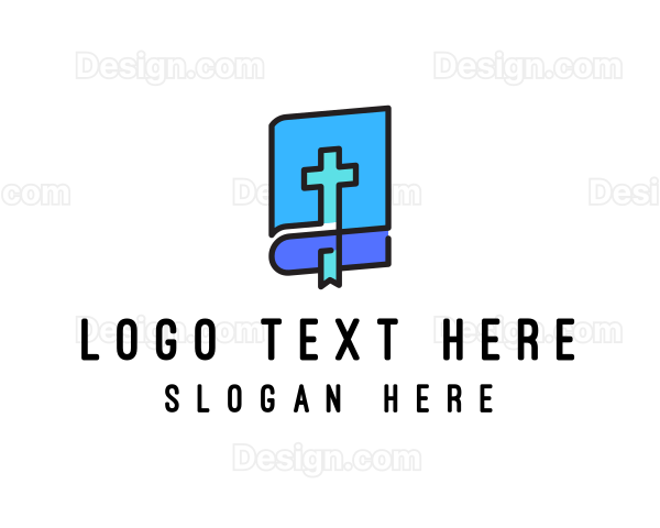 Blue Holy Christian Bible Logo