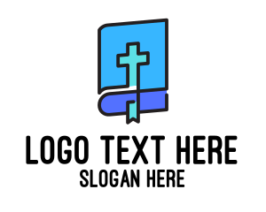 Blue Holy Christian Bible Logo