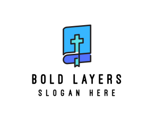 Blue Holy Christian Bible logo design
