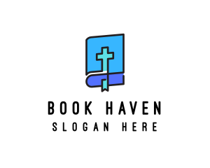 Blue Holy Christian Bible logo design