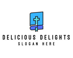 Blue Holy Christian Bible logo design