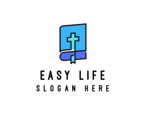 Blue Holy Christian Bible logo design