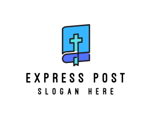 Blue Holy Christian Bible logo design