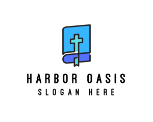 Blue Holy Christian Bible logo design