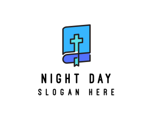 Blue Holy Christian Bible logo design