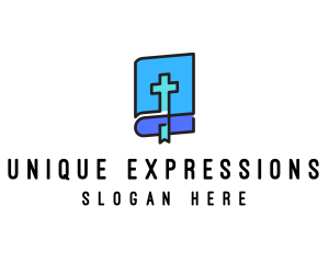 Blue Holy Christian Bible logo design