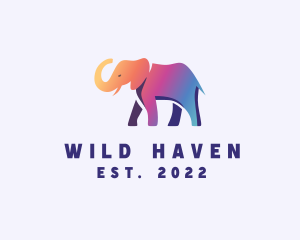 Gradient Wild Elephant logo design