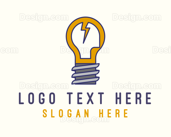 Lightbulb Bolt Idea Logo